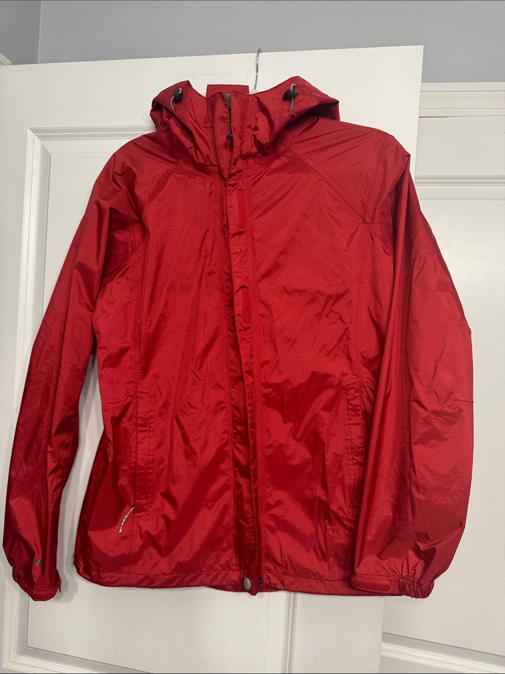 Men's Red Hooded Rain Jacket - Lightweight Weather Shell